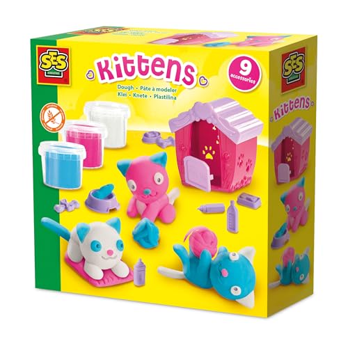 SES Creative 00506 Kätzchen mit Knete Formen - Gestalte Deine eigenen Tierfreunde - Inklusive 9 Zubehörteilen und Katzenhaus - Für Kinder Ab 3 Jahren SES Creative 00506 Kätzchen mit Knete Formen - Gestalte Deine eigenen Tierfreunde - Inklusive 9 Zubehörteilen und Katzenhaus - Für Kinder Ab 3 Jahren von SES Creative