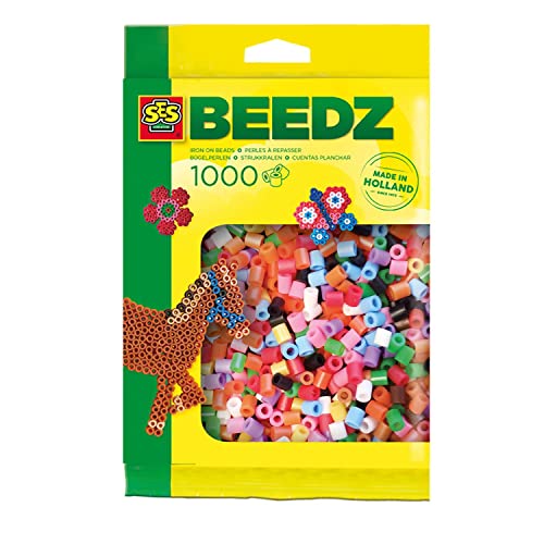 SES Creative 00745 Bügelperlen Basic Mix – 1000 Stück, Bunte Bastelperlen für Kinder ab 5 Jahren von SES Creative