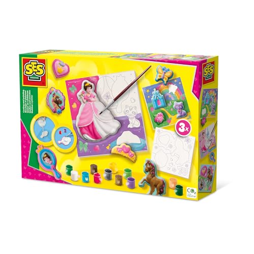 SES Creative 01349 - Gips Gießen Bastelset - Prinzessinnen auf Leinwänden 3X, Detaillierte Form und helle Farben, Schnell trocknender Gips, Für Kinder ab 5 Jahren SES Creative 01349 - Gips Gießen Bastelset - Prinzessinnen auf Leinwänden 3X, Detaillierte Form und helle Farben, Schnell trocknender Gips, Für Kinder ab 5 Jahren von SES Creative