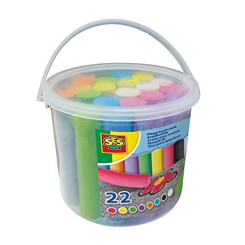 SES Creative 02205 - Kreidestifte Eimer, 22 bunte Straßenmalkreiden für Kinder von SES Creative