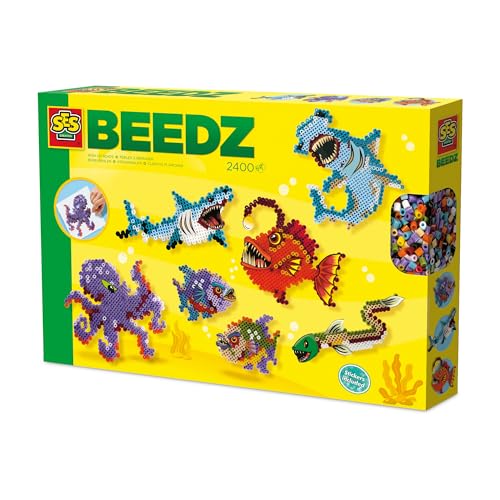 SES Creative 06209 Beedz Coole Meerestiere - Bügelperlen - Bastelset für Kinder Inklusive Perlen und Steckplatte - Für Kinder ab 5 Jahren von SES Creative