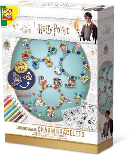 SES Creative | Harry Potter Zauberarmbänder | DIY Schmuck für Kinder | Schrumpffolie + Farbige Perlen | Komplette kreative Freizeitgestaltung | Handarbeit und Kunst | Geschenkidee Ab 6 Jahren von SES Creative