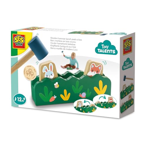 SES Creative 13145 Holzhammerbank - Lehrspielzeug für Kinder ab 12 Monaten - Schlage mit dem Hammer, um Tiere aufspringen zu Lassen - Perfekt für interaktives Spielen SES Creative 13145 Holzhammerbank - Lehrspielzeug für Kinder ab 12 Monaten - Schlage mit dem Hammer, um Tiere aufspringen zu Lassen - Perfekt für interaktives Spielen von SES Creative