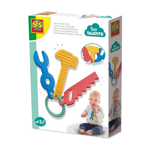 SES Creative 13165 Sensorisches Spielzeug-Werkzeug - Für Kinder ab 3 Monaten - Enthält weichen Hammer, Schlüssel und Säge - Perfekt für sensorische und motorische Entwicklung SES Creative 13165 Sensorisches Spielzeug-Werkzeug - Für Kinder ab 3 Monaten - Enthält weichen Hammer, Schlüssel und Säge - Perfekt für sensorische und motorische Entwicklung von SES Creative