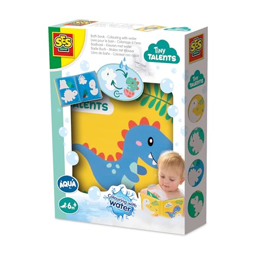 SES Creative 13215 Wasser-Malbuch - Dinosaurier - Kreatives Kunstspielzeug für Kinder ab 6 Monaten - Male wasserdichte Seiten mit Wasser aus - Perfekt für Badezeitspaß SES Creative 13215 Wasser-Malbuch - Dinosaurier - Kreatives Kunstspielzeug für Kinder ab 6 Monaten - Male wasserdichte Seiten mit Wasser aus - Perfekt für Badezeitspaß von SES Creative