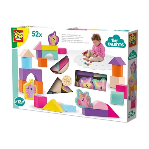 SES Creative 13251 Holzbausteine zum Stapeln Einhorn 52 Teile von SES Creative