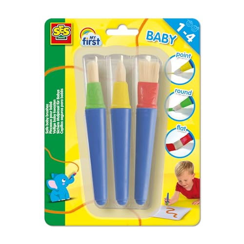 SES Creative 14440 My First - 3 Sichere Baby-Pinsel aus Kunststoff - Unzerbrechlich, Gute Griffigkeit für kleine Hände - Flach-, Rund- und Spitzpinsel - Mein erstes Pinselset - Für Kinder Ab 1 Jahr SES Creative 14440 My First - 3 Sichere Baby-Pinsel aus Kunststoff - Unzerbrechlich, Gute Griffigkeit für kleine Hände - Flach-, Rund- und Spitzpinsel - Mein erstes Pinselset - Für Kinder Ab 1 Jahr von SES Creative