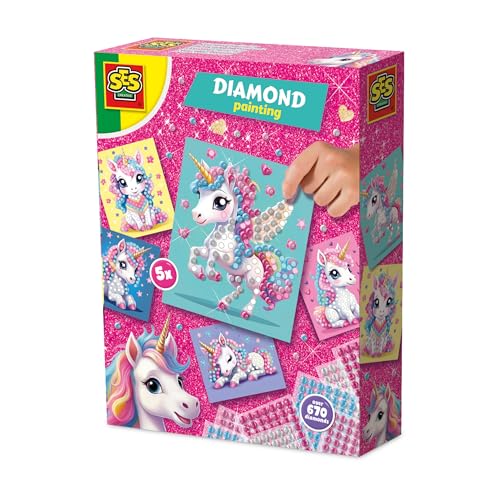 SES Creative 14726 Einhorn - Diamantmalerei - Kreatives Bastelset für Kinder ab 3 Jahren - Dekoriere Karten mit Diamantstickern - Perfekt zum Verschenken von SES Creative