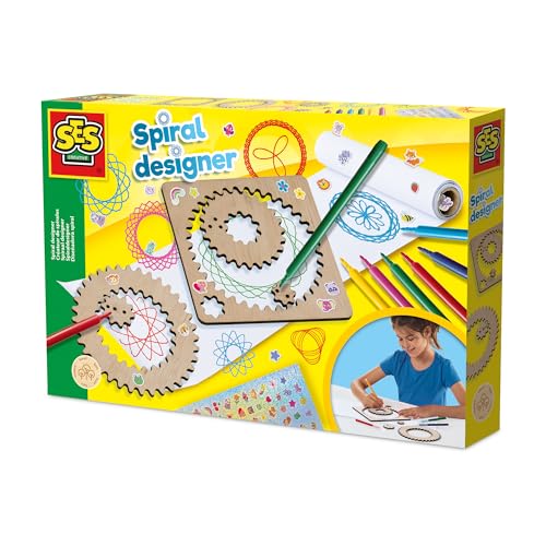 SES Creative 14788 Holzspiral-Designer - Kreatives Zeichenkit für Kinder ab 5 Jahren - Erstelle über 40 einzigartige Spiralen mit Holzrädern - Perfekt für Junge Künstler von SES Creative