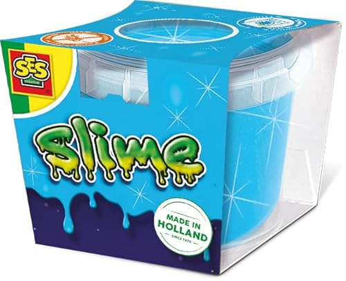 SES Creative 15043 Blauer Glitzerschleim im Becher 140g - Glitzernder Blauer Schleim - Spielzeug - Spielen mit Schleim - Für Kinder Ab 3 Jahren von SES Creative