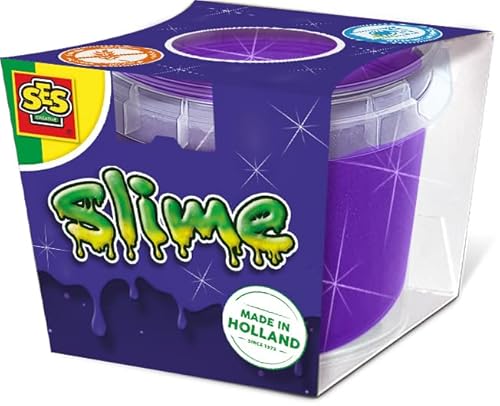 SES Creative 15044 Lila Slime im Becher 140g - Leuchtender Schleim - Spielzeug - Spielen mit Schleim - Made in Europe - Für Kinder Ab 3 Jahren von SES Creative