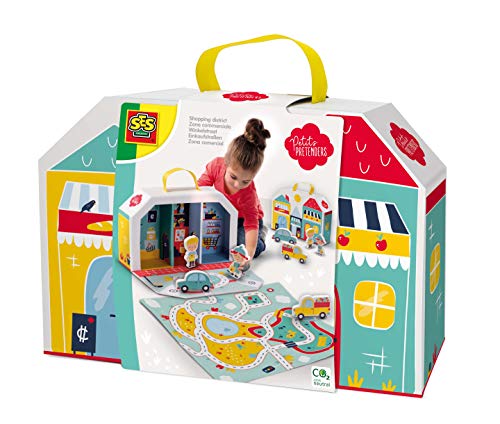 SES Creative 18013 Einkaufstraßen Spielkoffer und Spielmatte von SES Creative