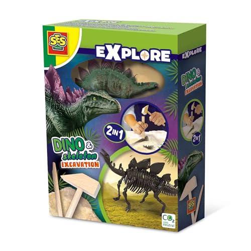 SES Creative 25094 Dino und Skelette ausgraben 2 in 1 - Stegosaurus - Lehrreiches Ausgrabungsspielzeug für Kinder von SES Creative