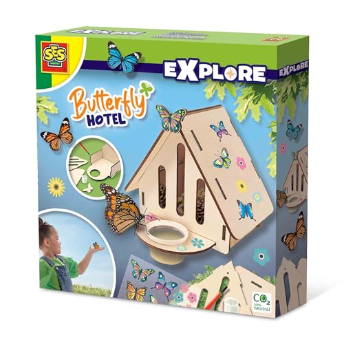 SES Creative | Baukasten Schmetterlingshotel für Kinder | Naturpädagogische Aktivität 6+ Jahre | DIY Holzunterstand Biodiversität Garten | Ökologisches Spielzeug STEM Natur & Wissenschaft | Geschenkidee Biologe von SES Creative