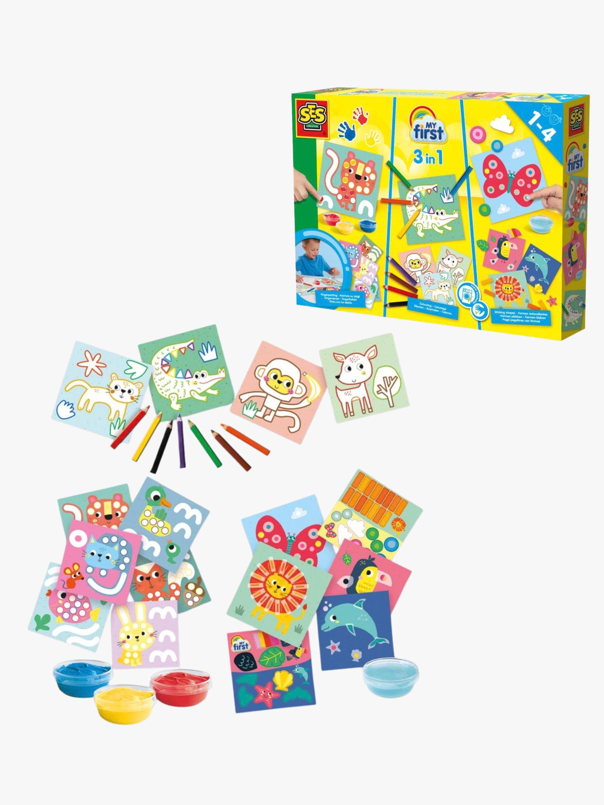 SES Creative 3-in-1 Bastelset Meine Ersten Fingerfarben Ausmalen &  Formen von SES Creative