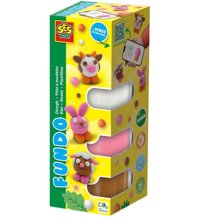 SES Creative Knete - 3x90gr/1x40g - FunDo Bauernhoftiere - SES Creative - One Size - Knete von SES Creative