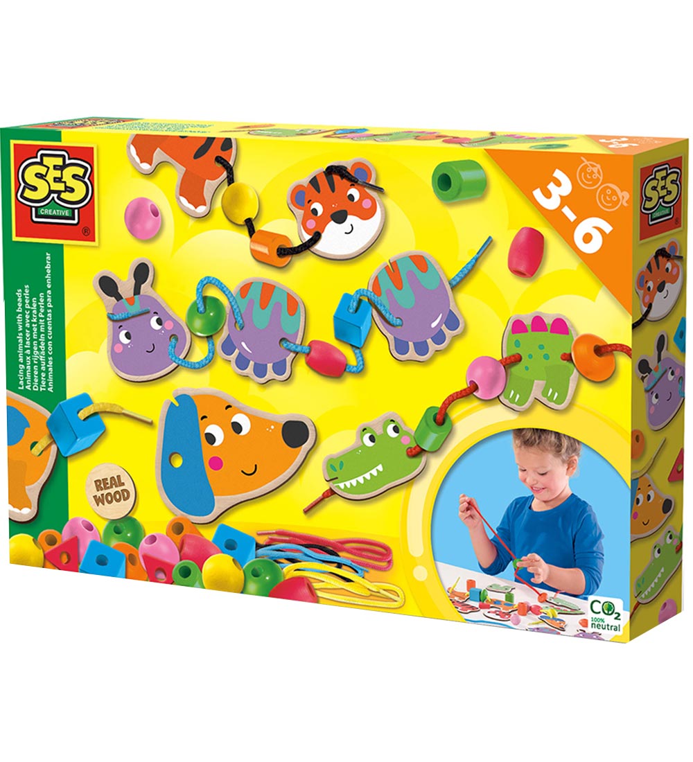 SES Creative Perlen - Låg Tiere mit Schnürsenkeln und Perlen - SES Creative - One Size - Kreatives Spielset SES Creative Perlen - Låg Tiere mit Schnürsenkeln und Perlen - SES Creative - One Size - Kreatives Spielset von SES Creative