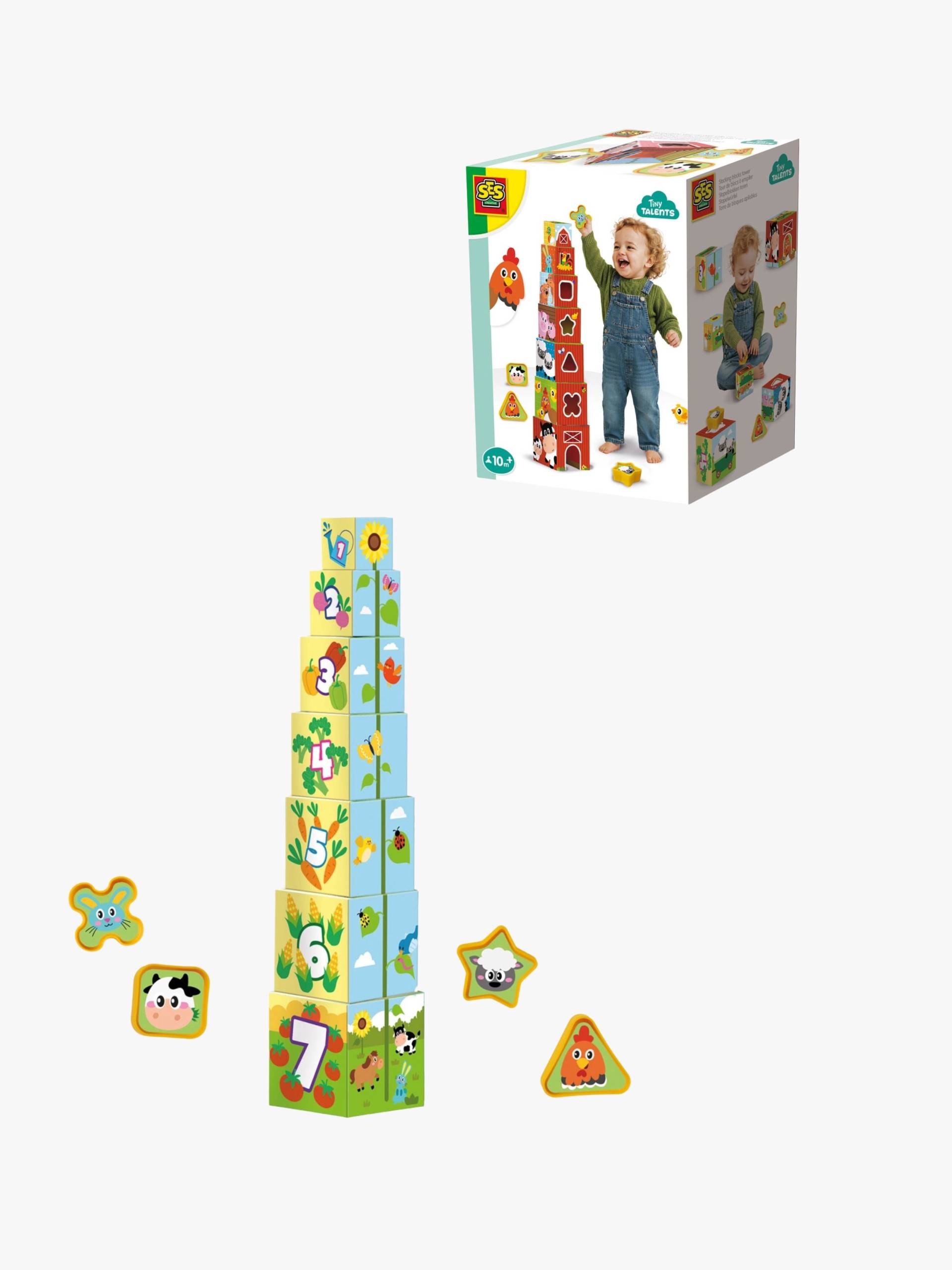 SES Creative Stapelklötze Bauernhoftiere 2-in-1, Babyspielzeug von SES Creative