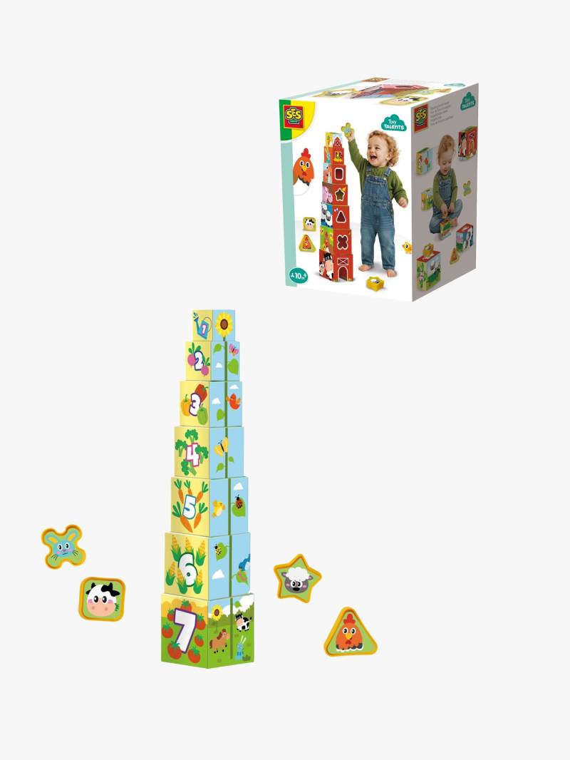 SES Creative Stapelklötze Bauernhoftiere 2-in-1, Babyspielzeug von SES Creative