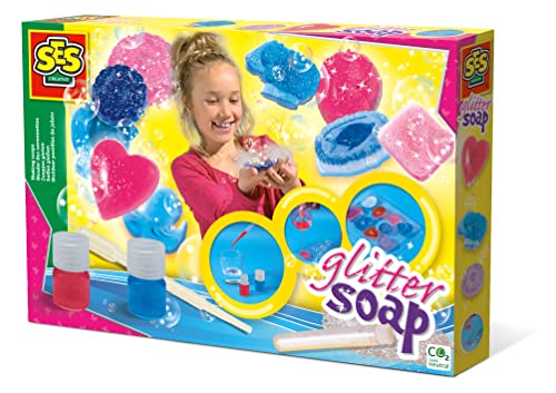 SES Creative | Glitzerseife DIY Kit für Kinder | Seife selber machen ab 7 Jahre | Mit Glitzer, Formen & Farben | Kreatives Bastelset | Sicher & Einfach | Geschenkidee Mädchen 7 Jahre von SES Creative