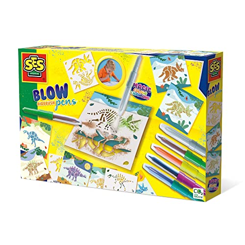 SES Creative 14286 Blow Airbrush Pens-Dinosaurier mit magischem Farbwechsel, Mehrfarbig, Einheitsgröße von SES Creative