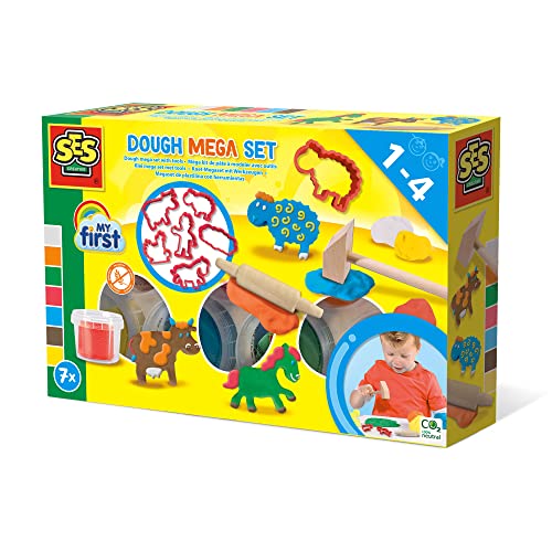 SES Creative | Set Mein erstes Mega-Tierknetset für Kinder | Kreative Kunstspiele für Babys | Komplettset | Sensorische Entwicklung |Formen lernen | Geeignet | Geschenk für Kinder ab 1 Jahr von SES Creative
