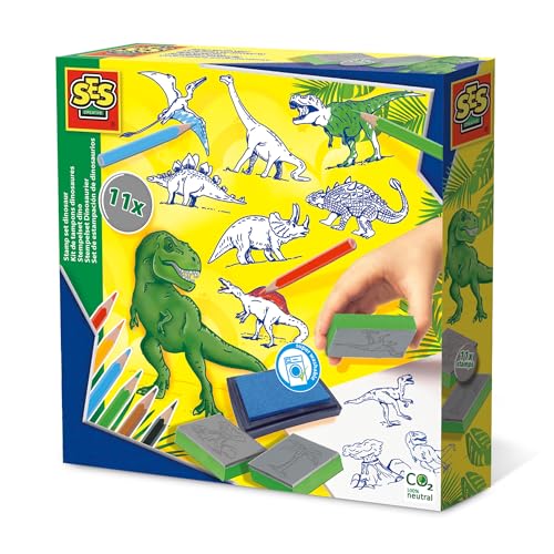 SES 14919 Creative Dinosaurier-Stempelset Dinosaur Stempel-Set, Grün, 40 x 200 x 200 mm von SES Creative