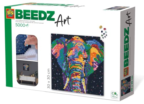 SES Creative Beedz Art - Elefanten-Fantasie Bügelperlen Set – 5000 Perlen, 4 Stecktafeln, Kreativset für Kinder ab 12 Jahren von SES Creative