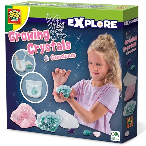 SES Creative 25115 - Kristalle züchten - Lernspielzeug für Kinder - Edelsteinexperiment, Schwarz von SES Creative