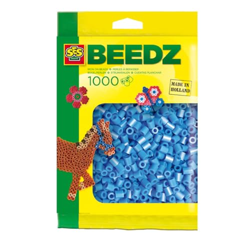 SES SES00704 Bügelperlen für Kinder, Blau, 1000 Stück, himmelblau, Small von SES Creative