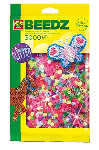 SES Creative | Bügelperlenmischung 3000 Pailletten | Glänzende und lebendige Farben | PVC-frei | Kreative Aktivität für Kinder ab 5 Jahren | Förderung der Motorik | Spiel- und Lernspaß von SES Creative