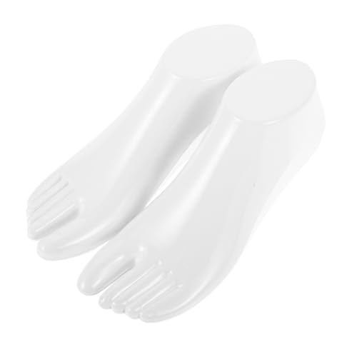 SEWACC 1 Paar Kunststoff Fuß Mannequin Sockenaussteller für Schuhe Realistisches Fußmodell zum Präsentieren von Socken und Schmuck Weiß Glänzend Doppelpack von SEWACC