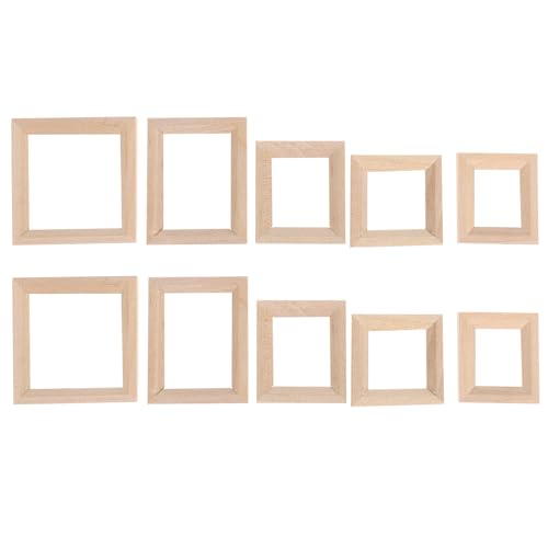 SEWACC 10 Stück Miniatur-bilderrahmen aus Holz für Puppenhäuser, Kleine Simulation, Dekoratives Fotorahmenmodell in Gemischten Größen für Heimwerkerarbeiten Und Puppenhausdekorationen, Größe A von SEWACC