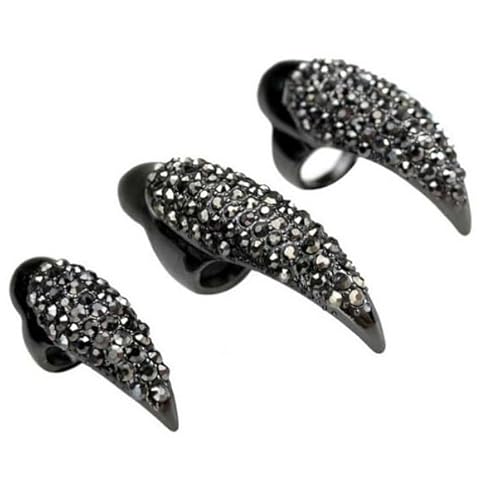 SEWACC 10 Stück Pfotenkrallen-Fingerring Punk-Stil Krallenring Gothic-Fingernagelspitzen-Klauenringe Für Cosplay-Party (3 Größen/Schwarz) von SEWACC