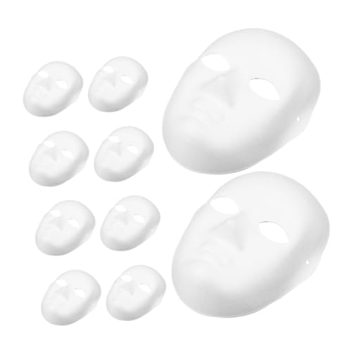 SEWACC 10 Stück Weiße Papiermasken für Erwachsene Leere Vollgesichts DIY Masken zum Bemalen für Karneval Halloween Mottopartys und Kreative Bastelprojekte von SEWACC