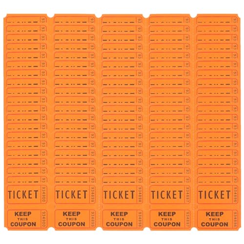 SEWACC 100 Stück Tombola-Tickets Doppelrolle Orange 50/50-Tickets Für Veranstaltungen Einstiegsklassen Belohnungen Spendenaktionen Preise Getränke Und Mehr von SEWACC