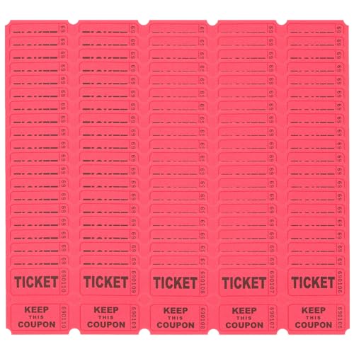 SEWACC 100st Lose Eintrittskarten Für Den Karnevalskarten Fahrkarte Tickets Auktionskarten Ticketetiketten Konzertkarten Losblätter Für Die Tombola Papier Rot Flugblatt Zubehör von SEWACC