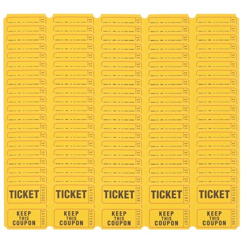 SEWACC 100 Stück Tombola-Tickets Lotterie-Tombola-Tickets Universelle Karnevals-Tickets Universelle Tickets (Gelb) von SEWACC