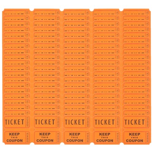 SEWACC 100 Stück Tombola-Tickets Lotterie-Tombola-Tickets Universelle Karnevals-Tickets Universelle Tickets (Orange) von SEWACC
