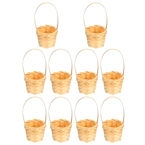 SEWACC 10st Mini-blumenkorb Dekorative Süßigkeitenschale Mini-blumenkörbe Mit Griff Dekorativer Korb Mini-picknickkörbe Partybevorzugung Mit Griffen Eier Container Mikroszene Stroh von SEWACC