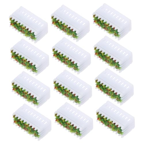SEWACC 12 Stück Teiliges Miniatur Blumenkasten Weiß mit Künstlichen Blumen Detailreiches Modell für Landschaftsbau Puppenhausdekoration Tisch Ornamente Kinderfreundlich und Handschonend von SEWACC