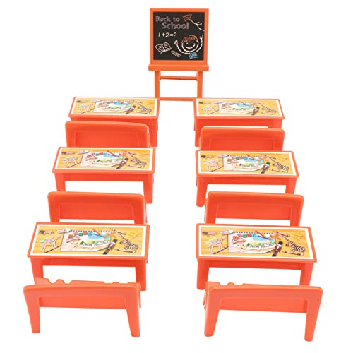 SEWACC 13 Stück Puppenhaus-Klassenzimmer Miniaturmöbel Kreide Kinderzimmer Dekoration schreibtischstuhl Klassenzimmermodell aus Holz Mini-Klassenzimmer-Schmuck Plastik von SEWACC