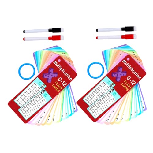 SEWACC 2 Sätze Multiplikation Lernkarten Abwischbar Wiederverwendbar mit Stift und Ring für Mathe Lernspielzeug Kindergarten bis Grundschule Interaktives Üben Fördert Selbstständiges von SEWACC