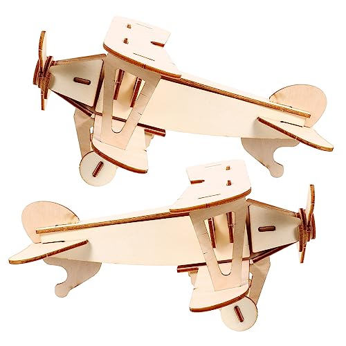 SEWACC 2 Sätze Dreidimensionales Puzzle Holzpuzzle Kinderpädagogisches Spielzeugmodell Flugzeug-Puzzles DIY-Flugzeug Flugzeugmodell Aus Kinderflugzeug 3D Erwachsener Dekorationen von SEWACC