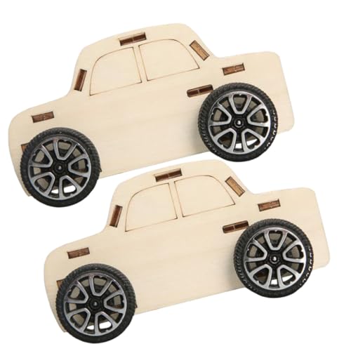 SEWACC 2 Stück DIY Holzauto Bausatz Teilig Vorgefertigte Holzteile Kleber Nötig Fördert Kreativität Lernspielzeug für Jungen und Mädchen Pädagogisches Wissenschaftsspielzeug für von SEWACC