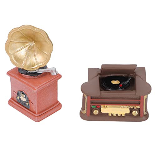 SEWACC 2 Stück Miniature Szene Realistisches Phonographen und Radio für Miniatur Landschaften für Puppenhäuser und Fotografie Dekoration von SEWACC