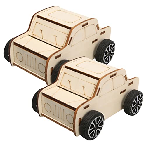 SEWACC 2 Stück Teiliges DIY Holzauto für Handgefertigtes Holzmodell Robustes Fahrzeug zum Zusammenbauen Pädagogisches Wissenschaftsspielzeug Kreativität und Motorischen Fähigkeiten von SEWACC