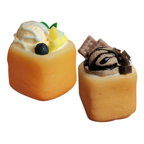 SEWACC 2 Stücke Miniatur Dessert Modell Mini Eiscreme Toast Figuren Für Puppenhaus Zubehör Sicheres Mit Leuchtenden Farben Für DIY Küchen Dekoration von SEWACC