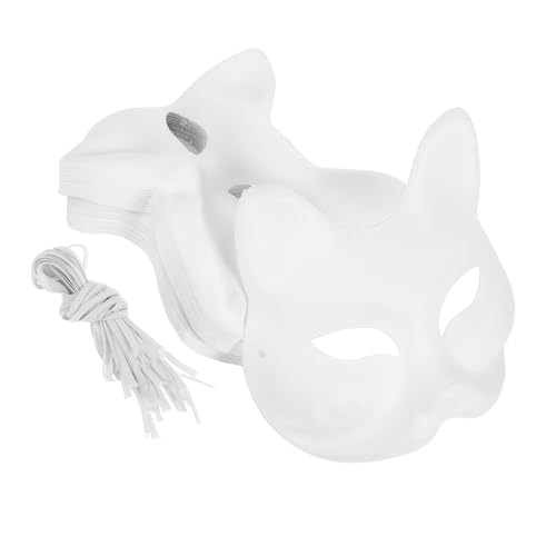 SEWACC 20 Stück Teiliges DIY Tiermasken Set Katzen und Fuchs Masken Papier zum Bemalen Leichte Leere Halbgesichtsmasken für Kreative für Halloween Party und Kostümierung von SEWACC