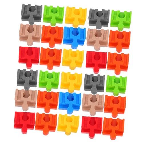 SEWACC 28 Stück Teiliges Bunter Kunststoff-schienenverbinder für Holzspielzeug Eisenbahn Präzise Passform für Stabile Verbindungen Einfaches Stecksystem für Fantasievolles Bauen und von SEWACC